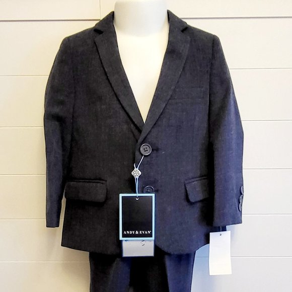 Andy & Evan Toddler Boy Size 2T Navy 2-Piece Jogger Pant Suit Set NWT
